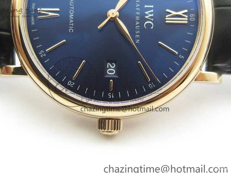 MIROTIME 0203 MoistureWicking Portofino Automatic RG IW356522 FKF 1:1 Best Edition Blue Dial on Black Croco Strap A 7109